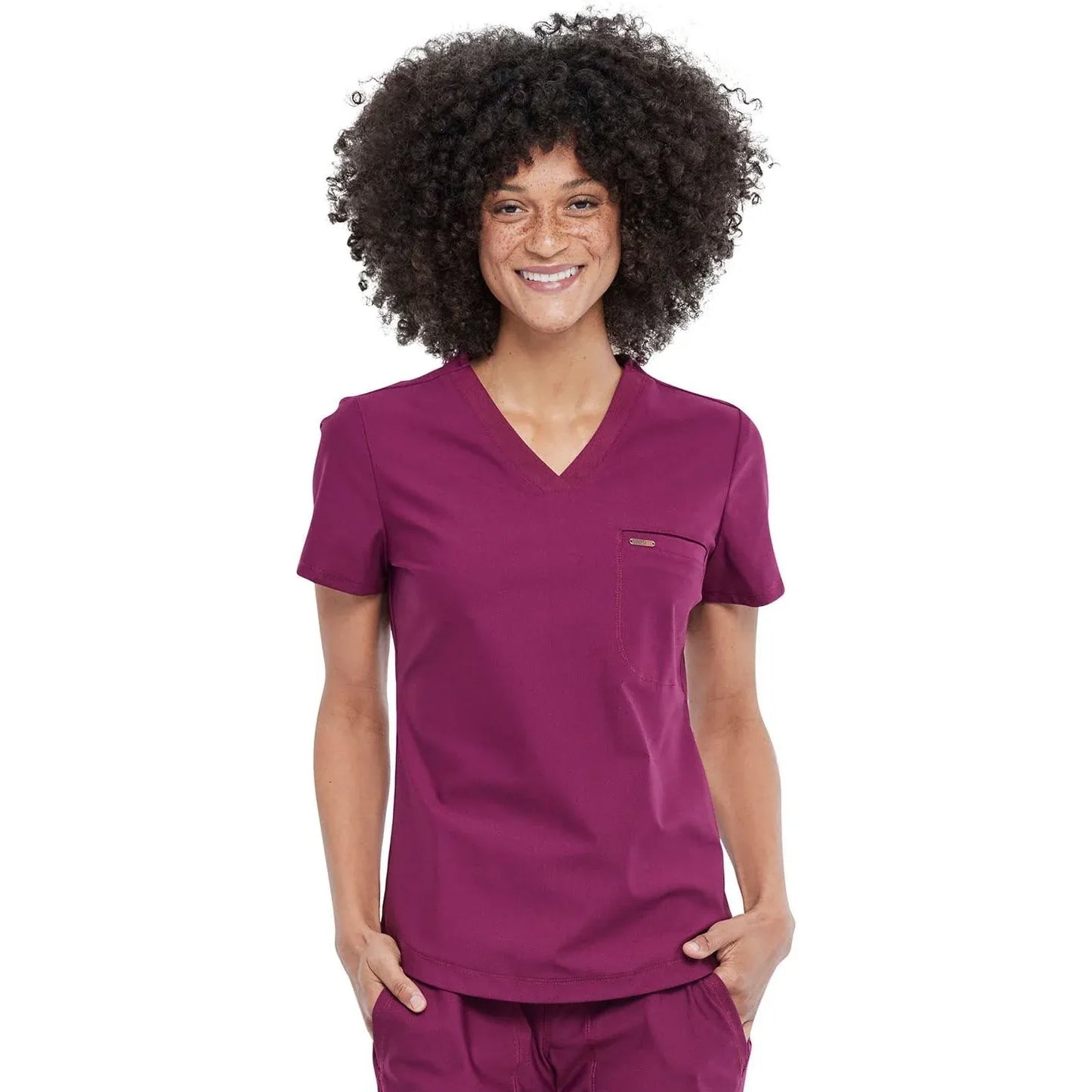 Form By Cherokee Scrub Tops Wine / XXS Form by Cherokee Scrubs Tuckable V-Neck Top