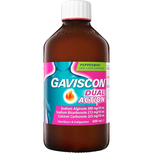 Gaviscon Antacids Gaviscon Double Action Liquid Mint 600ml - Fast Relief for Heartburn