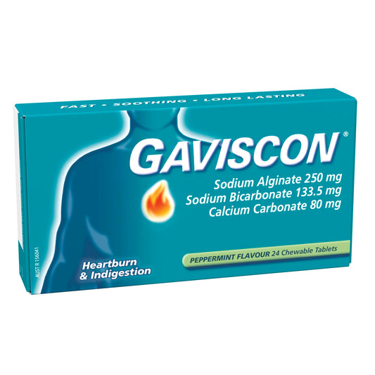 Gaviscon Antacids Gaviscon Peppermint Relief Tablets - Fast-Acting, Long-Lasting Heartburn Relief