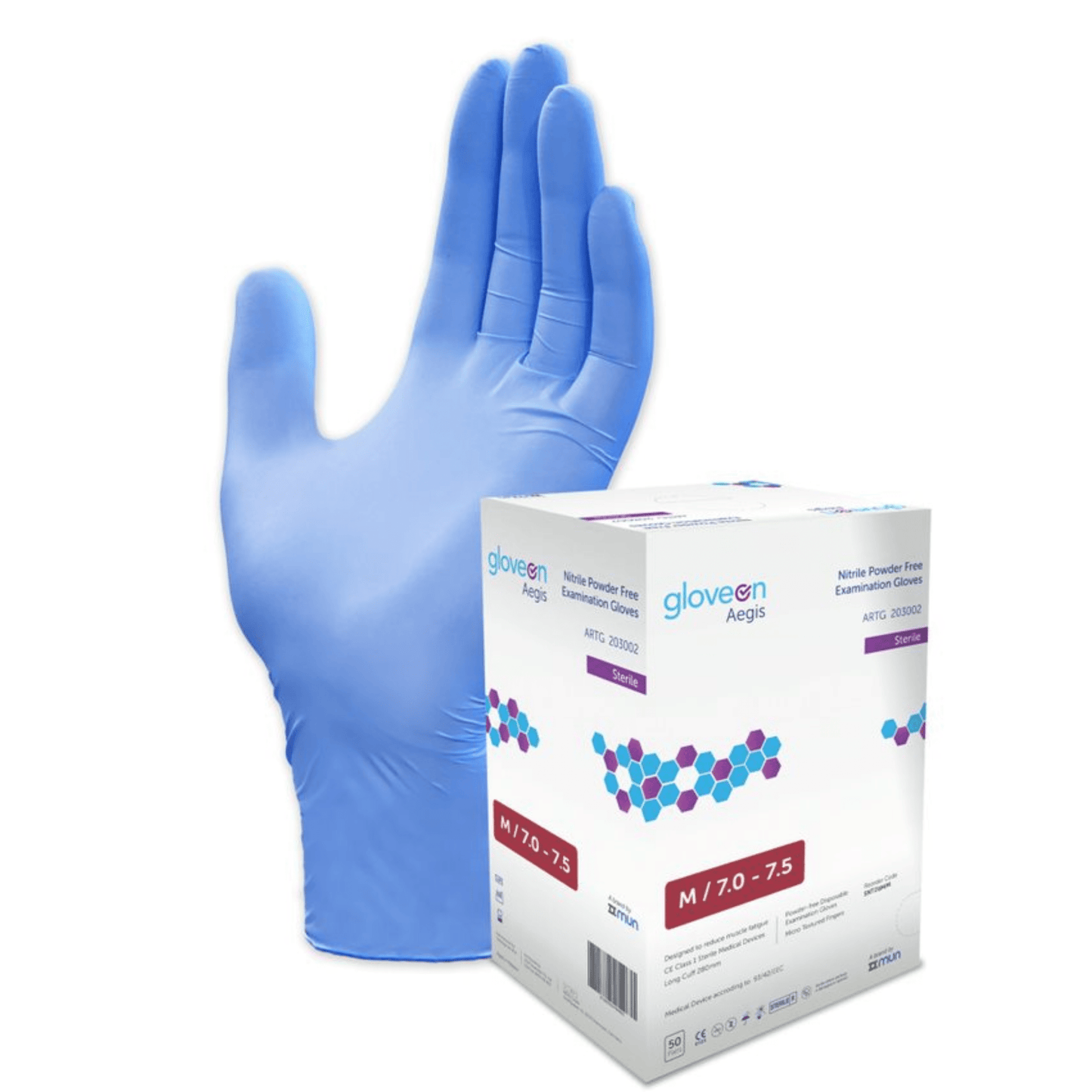 GloveOn Aegis Sterile Nitrile Exam Gloves Long Cuff
