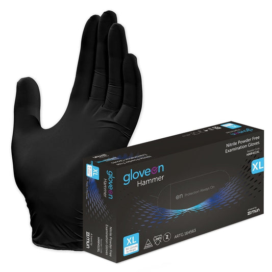 GloveOn Hammer Black Nitrile Exam Gloves