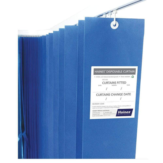 Haines Medical Curtains Haines Disposable Curtains, 4.5m Wide x 2m Drop, Blue