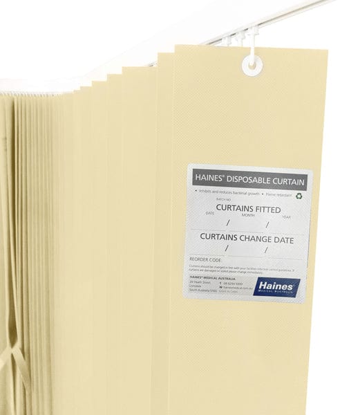 Haines Healthcare Curtains Haines Disposable Curtains, Fit Existing Hooks, 2.5m Wide x 2m Drop, Latte