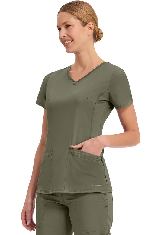 Healing Hands Hands Hands Hands Hands HH Purple Label Scrubs 2245 Juliet Top Women Olive XXS