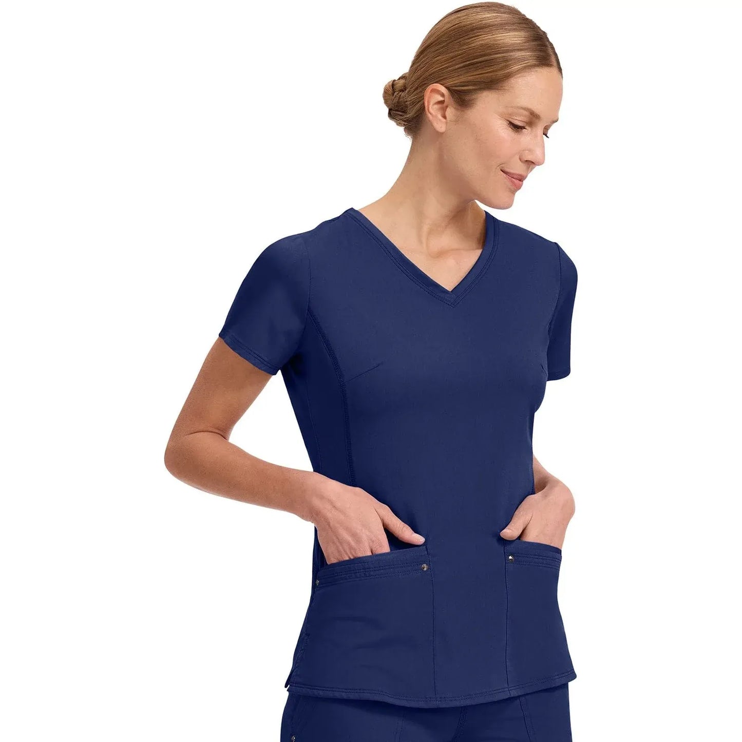 Healing Hands Purple Label Scrubs 2245 Juliet Top Women Navy