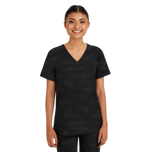 Healing Hands Purple Label Scrubs 2353 Joy Camo Top Women Black