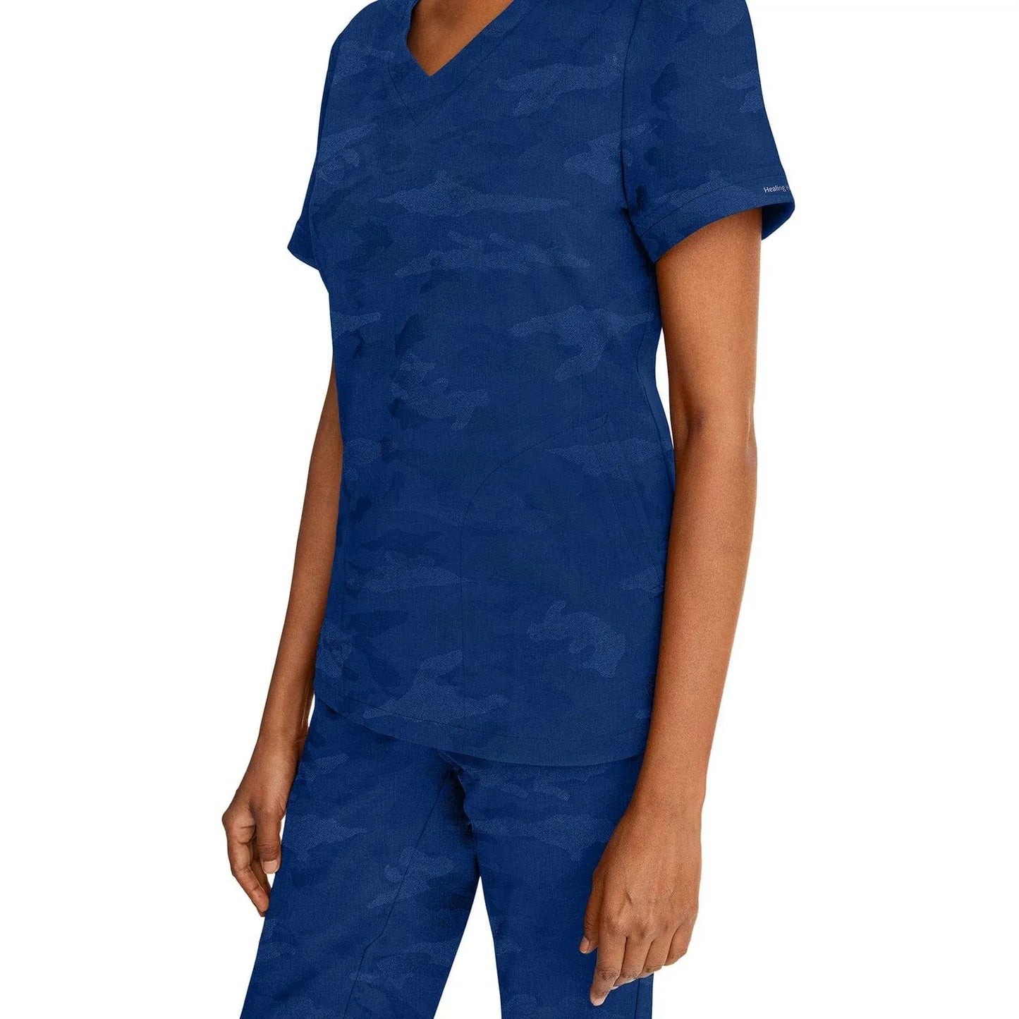 Healing Hands Purple Label Scrubs 2353 Joy Camo Top Women Navy