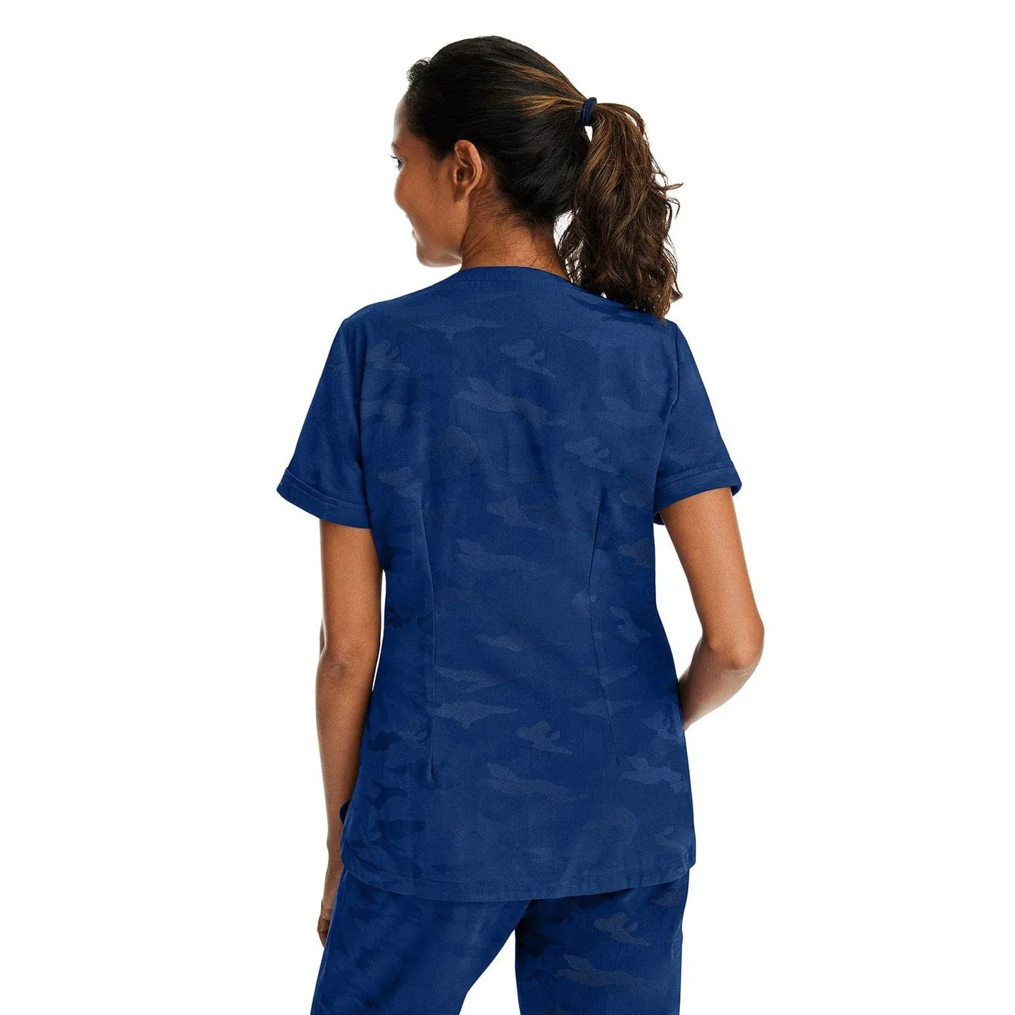 Healing Hands Purple Label Scrubs 2353 Joy Camo Top Women Navy