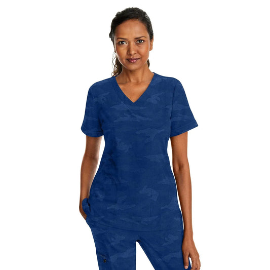 Healing Hands Purple Label Scrubs 2353 Joy Camo Top Women Navy