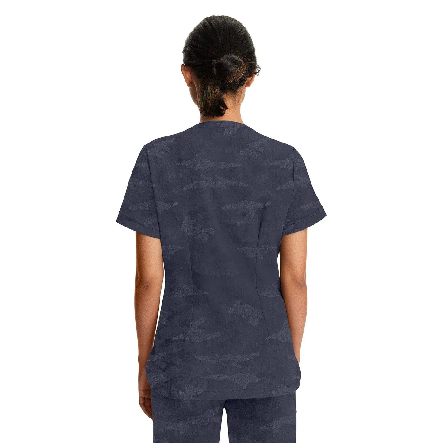 Healing Hands Purple Label Scrubs 2353 Joy Camo Top Women Pewter
