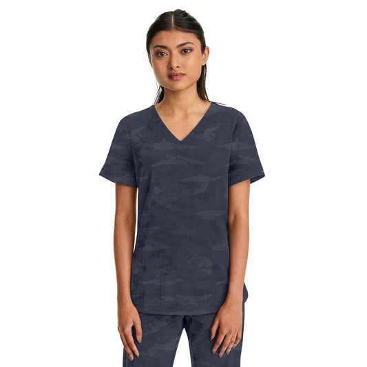 Healing Hands Purple Label Scrubs 2353 Joy Camo Top Women Pewter