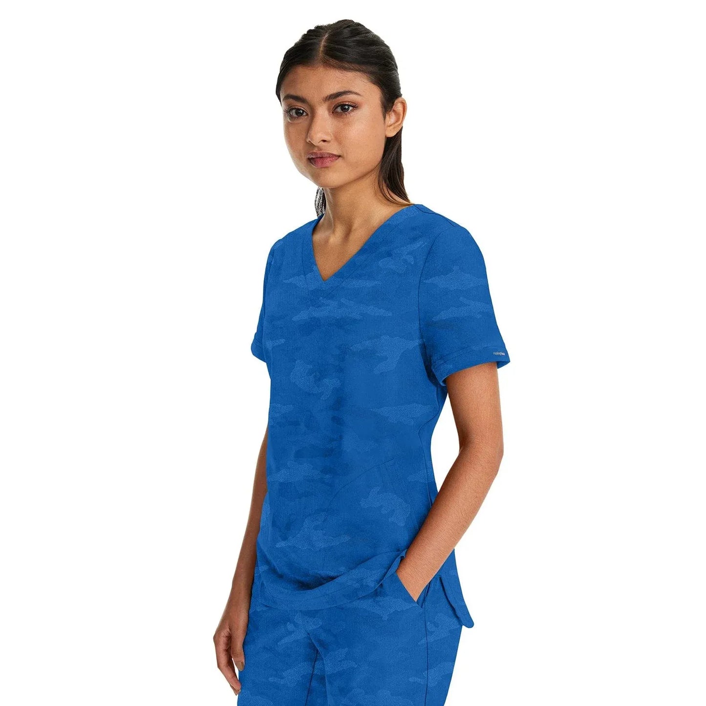 Healing Hands Purple Label Scrubs 2353 Joy Camo Top Women Royal