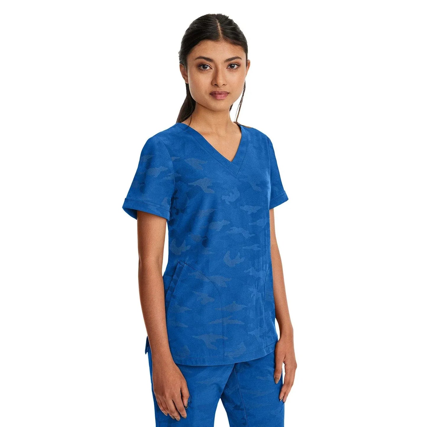 Healing Hands Purple Label Scrubs 2353 Joy Camo Top Women Royal