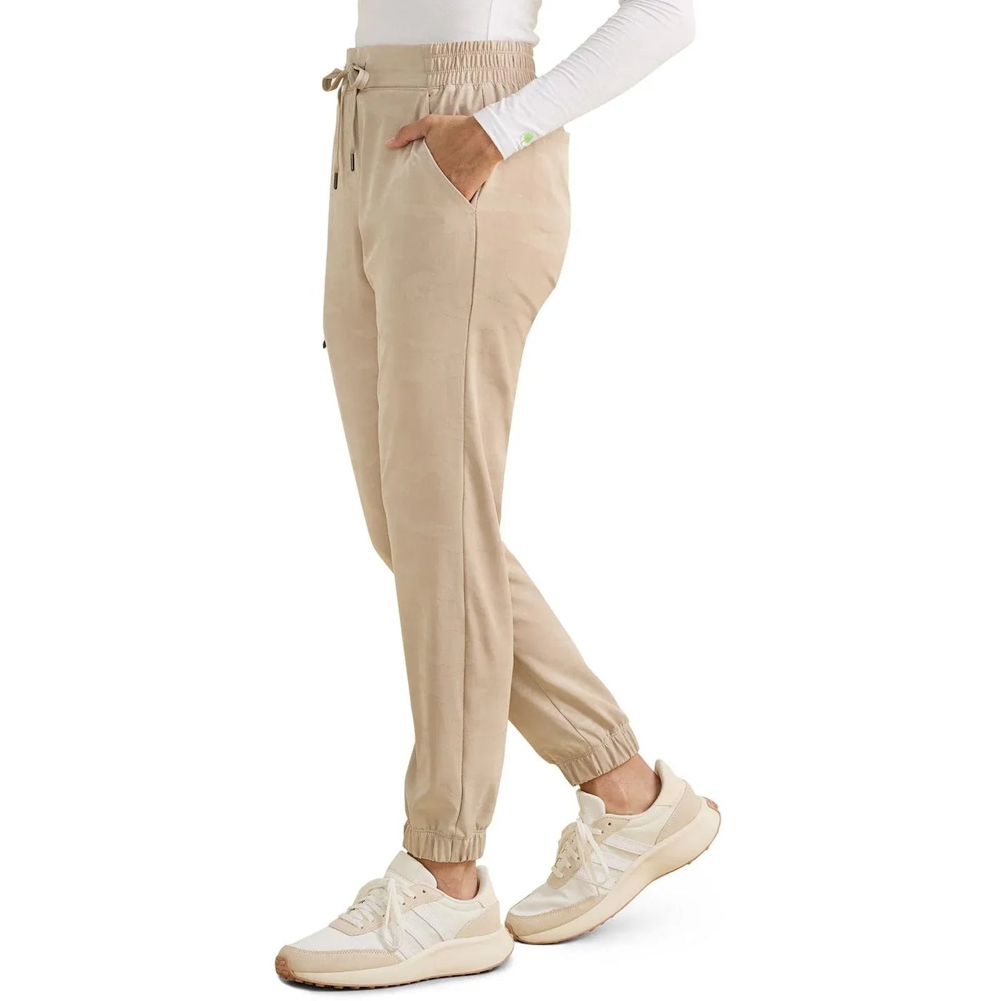 Healing Hands Purple Label Scrubs 9350 Tate Jogger Camo Pant Women Khaki
