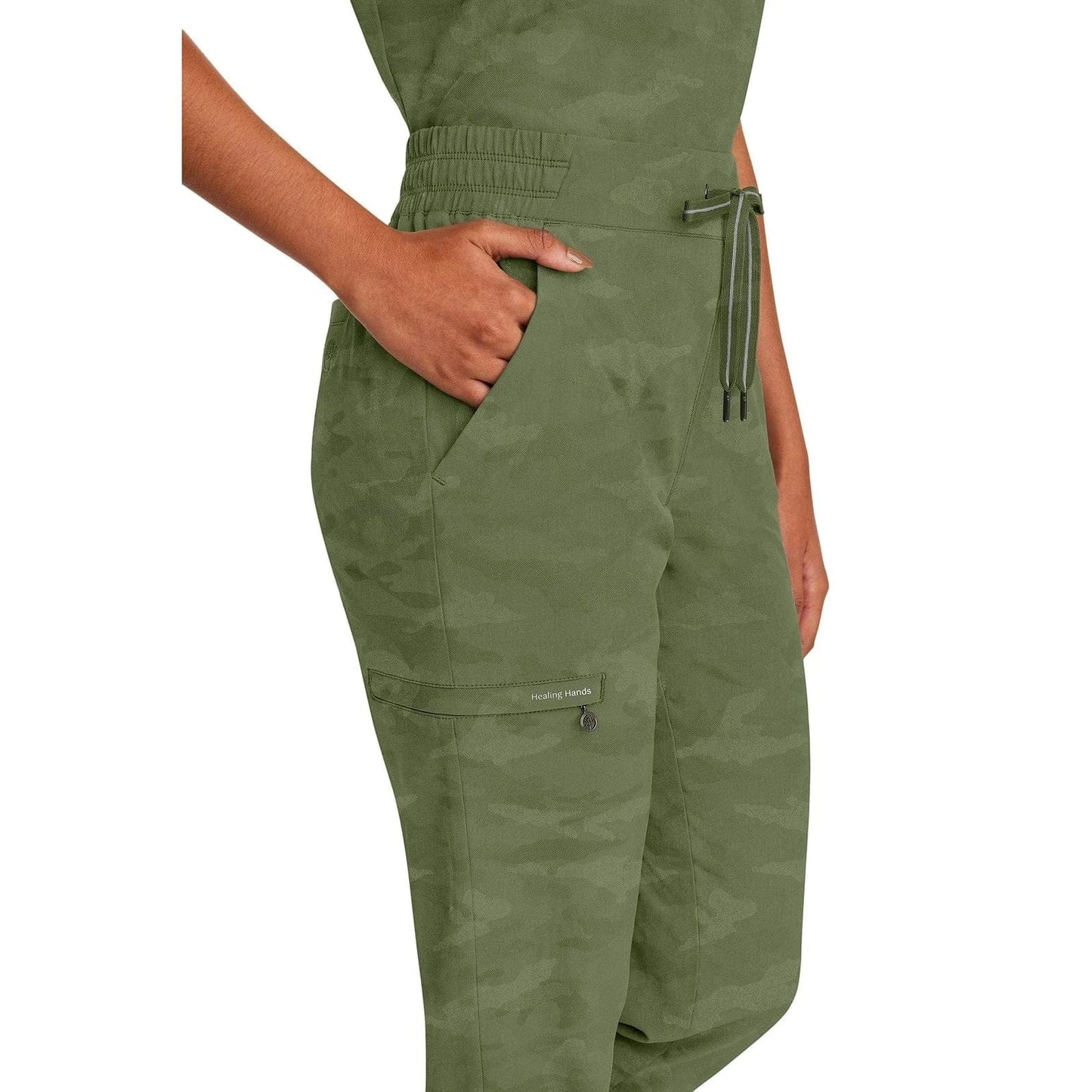 Healing Hands Purple Label Tate Jogger Camo Pant 9350 – Women’s Scrub Pants Olive