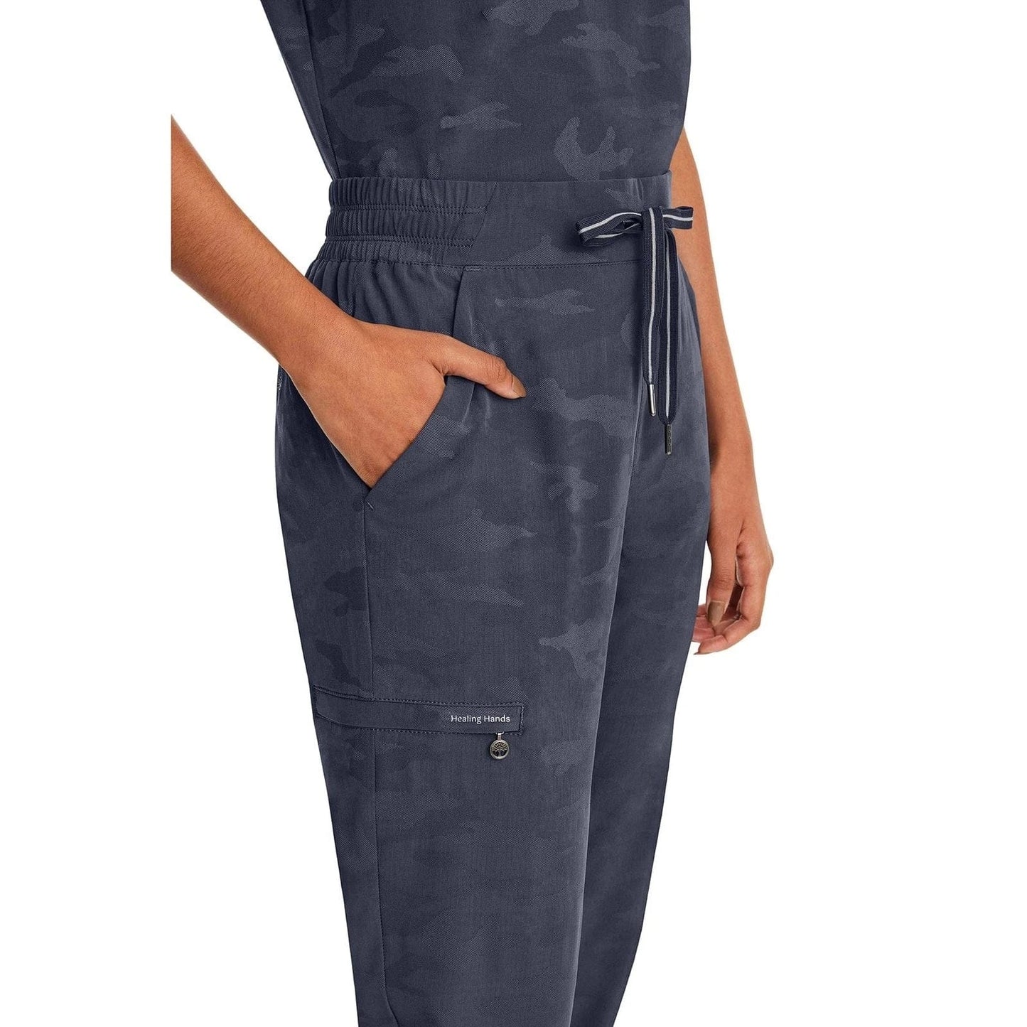 Healing Hands Purple Label Tate Jogger Camo Pant 9350 – Women’s Scrub Pants Pewter