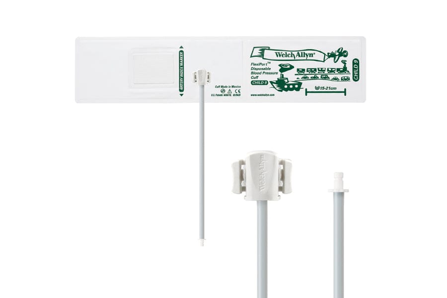 Hillrom - Welch Allyn Soft Disposable FlexiPort Cuff - One-Tube, Bayonet, Child, Size 9, 15-21 cm
