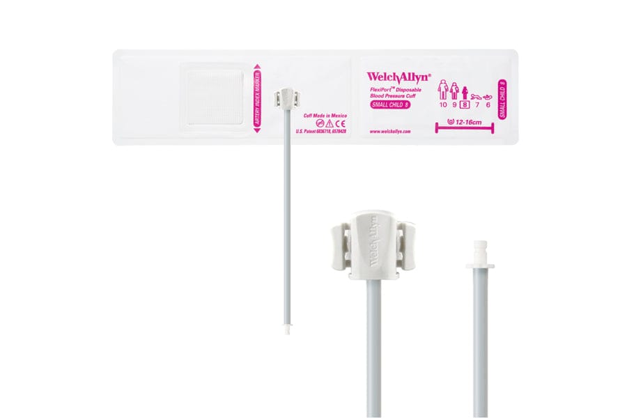 Hillrom - Welch Allyn Soft Disposable FlexiPort Cuff - One-Tube, Bayonet, Small Child, Size 8, 12-16 cm
