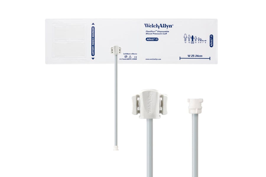 Hillrom - Welch Allyn Soft Disposable FlexiPort Cuff - One-Tube, Locking, Adult, Size 11, 25-34 cm
