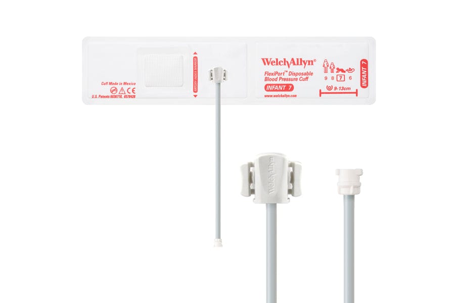 Hillrom - Welch Allyn Soft Disposable FlexiPort Cuff - One-Tube, Locking, Infant, Size 7, 9-13 cm