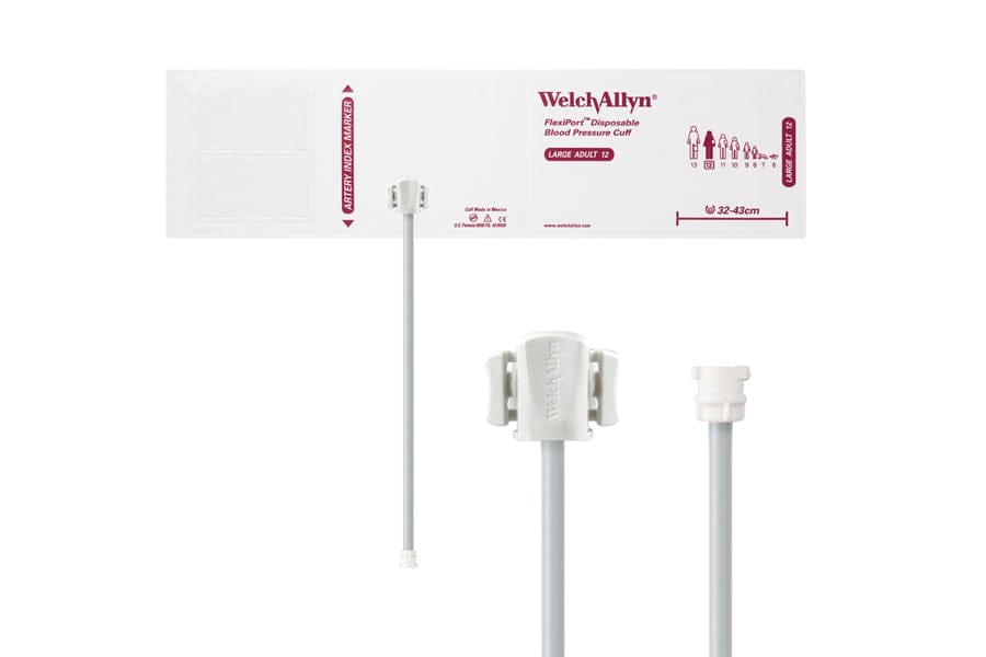 Hillrom - Welch Allyn Soft Disposable FlexiPort Cuff - One-Tube, Locking, Large Adult, Size 12, 32-43 cm