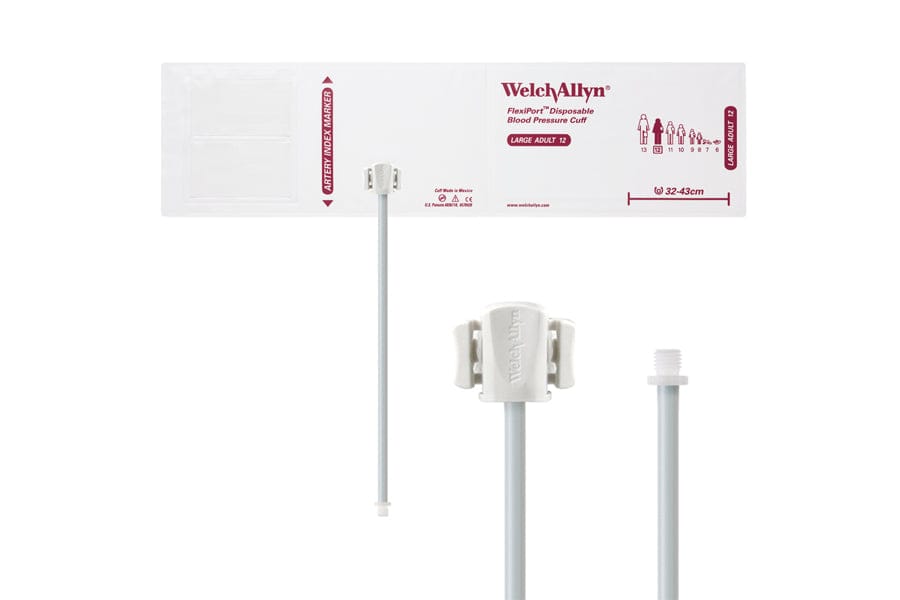 Hillrom - Welch Allyn Soft Disposable FlexiPort Cuff - One-Tube, Screw, Large Adult, Size 12, 32-43 cm