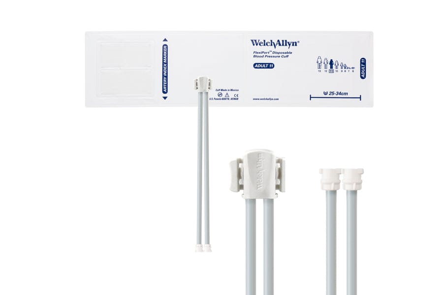 Hillrom - Welch Allyn Soft Disposable FlexiPort Cuff - Two-Tube, Locking, Adult, Size 11, 25-34 cm