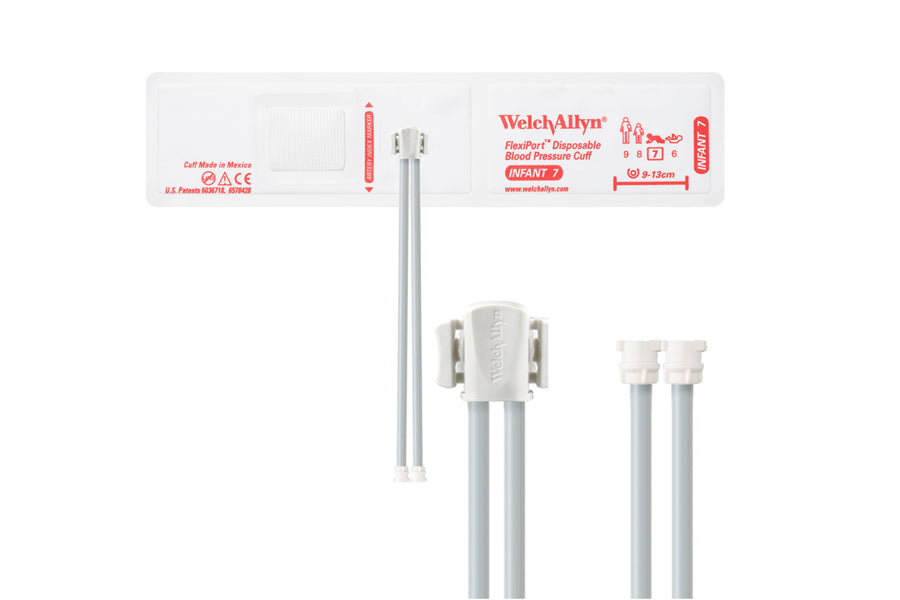 Hillrom - Welch Allyn Soft Disposable FlexiPort Cuff - Two-Tube, Locking, Infant, Size 7, 9-13 cm