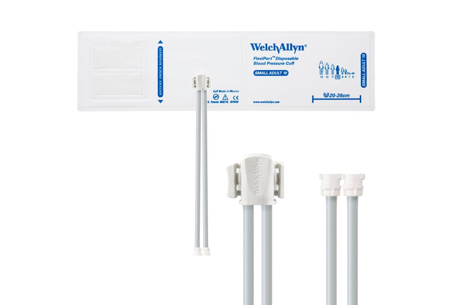Hillrom - Welch Allyn Soft Disposable FlexiPort Cuff - Two-Tube, Locking, Small Adult, Size 10, 20-26 cm