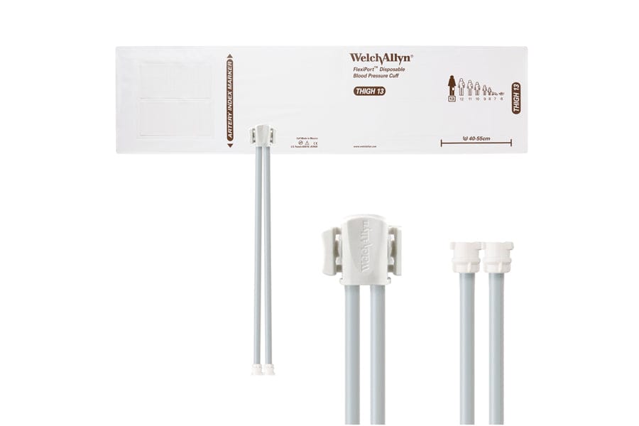 Hillrom - Welch Allyn Soft Disposable FlexiPort Cuff - Two-Tube, Locking, Thigh, Size 13, 40-55 cm