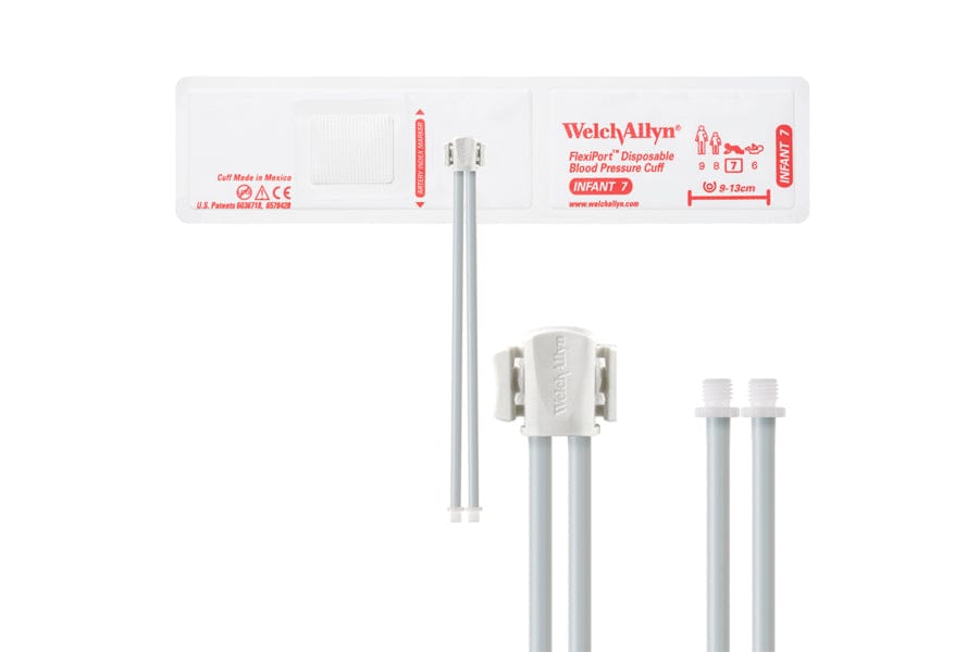 Hillrom - Welch Allyn Soft Disposable FlexiPort Cuff - Two-Tube, Screw, Infant, Size 7, 9-13 cm