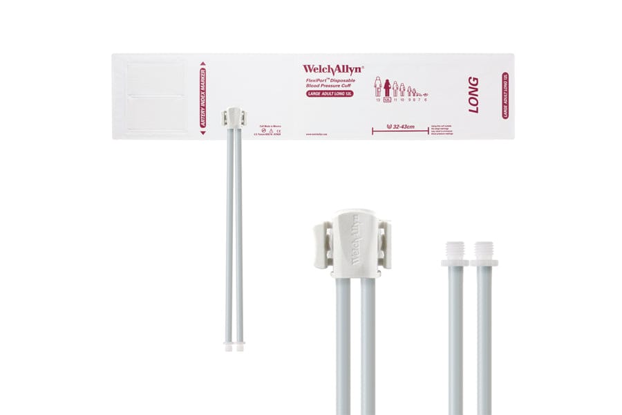Hillrom - Welch Allyn Soft Disposable FlexiPort Cuff - Two-Tube, Screw, Large Adult Long, Size 12L, 32-43 cm