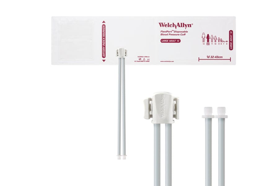 Hillrom - Welch Allyn Soft Disposable FlexiPort Cuff - Two-Tube, Screw, Large Adult, Size 12, 32-43 cm
