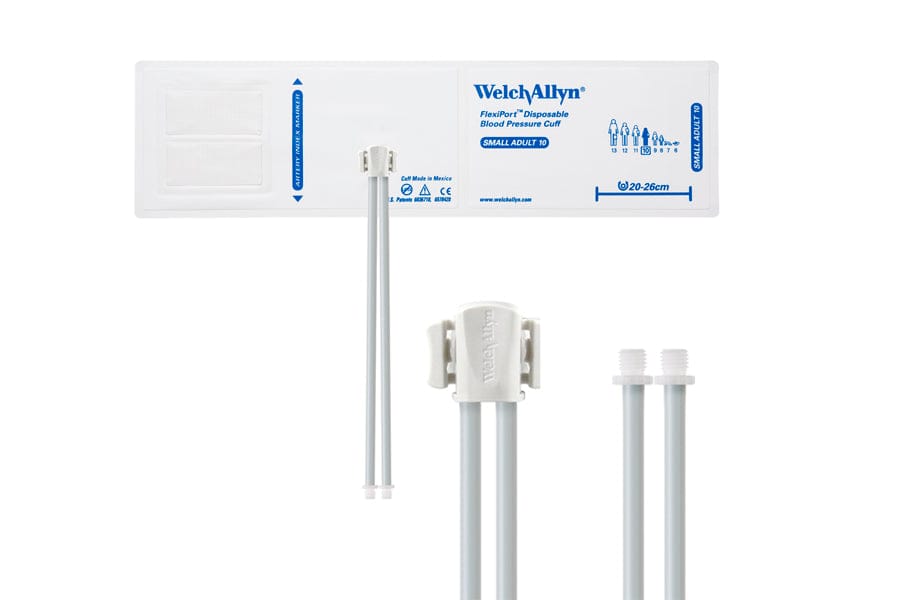 Hillrom - Welch Allyn Soft Disposable FlexiPort Cuff - Two-Tube, Screw, Small Adult, Size 10, 20-26 cm