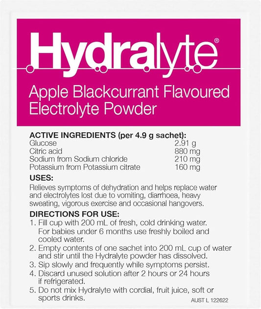 PIM-BUN Electrolytes Hydralyte Electrolyte Powder Sachets - Apple Blackcurrant