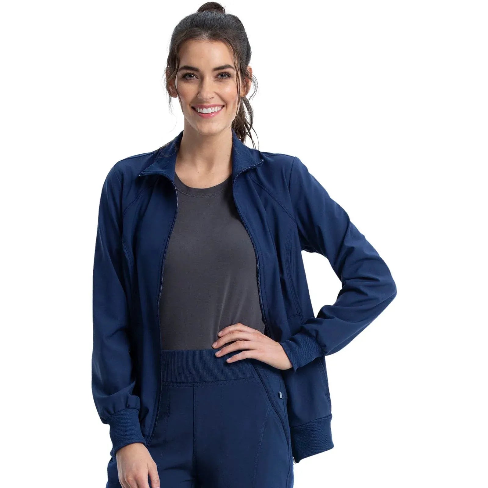 Cherokee Scrubs Jacket Cherokee Infinity 2391A Scrubs Jacket Womens Zip Front Warm-Up Navy