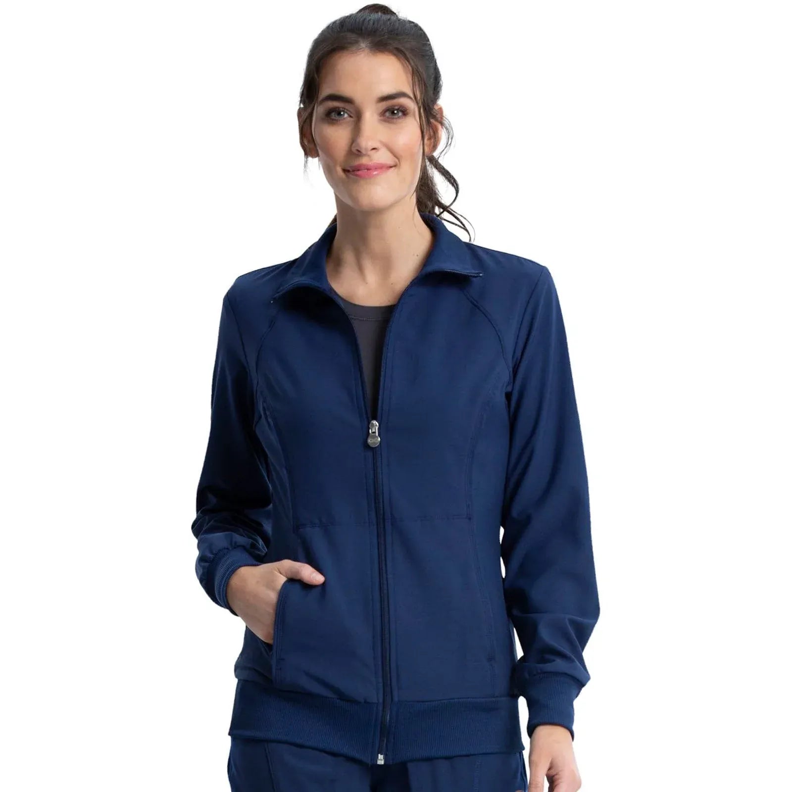 Cherokee Scrubs Jacket 2XL Cherokee Infinity 2391A Scrubs Jacket Womens Zip Front Warm-Up Navy