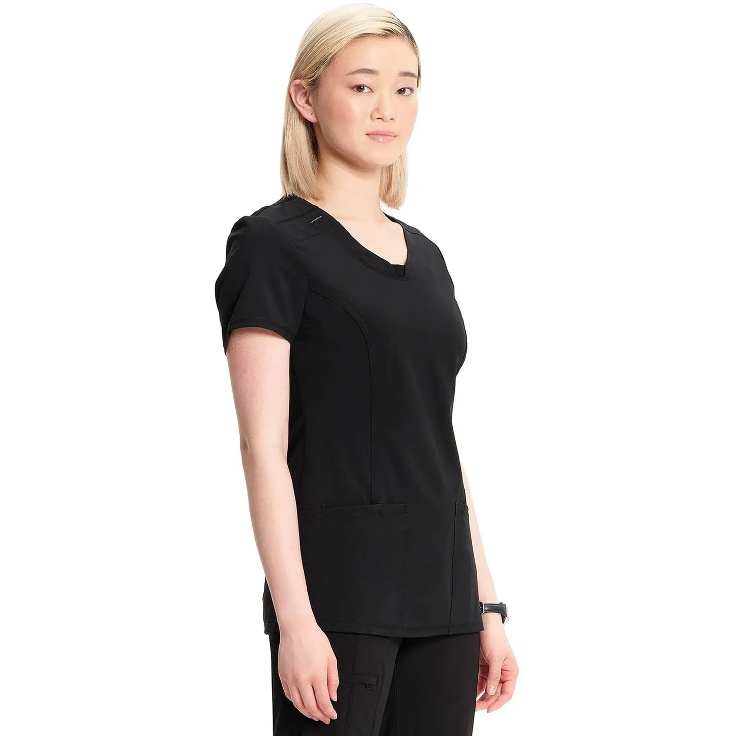 Cherokee Scrubs Top Cherokee Infinity 2624A Scrubs Top Women's Round Neck Black