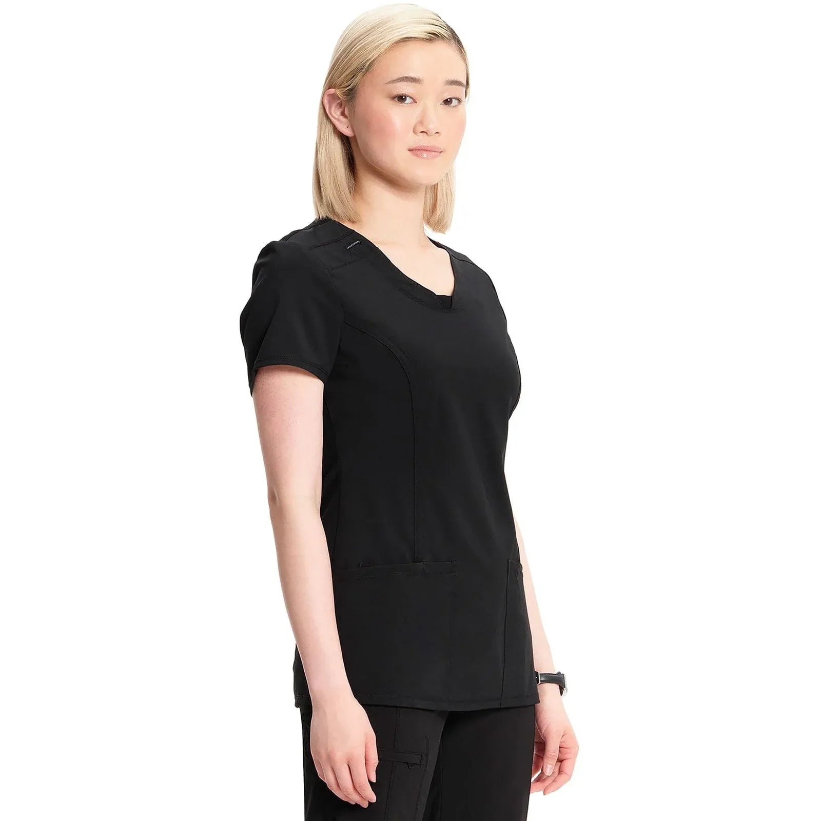 Cherokee Scrubs Top Cherokee Infinity 2624A Scrubs Top Women's Round Neck Black