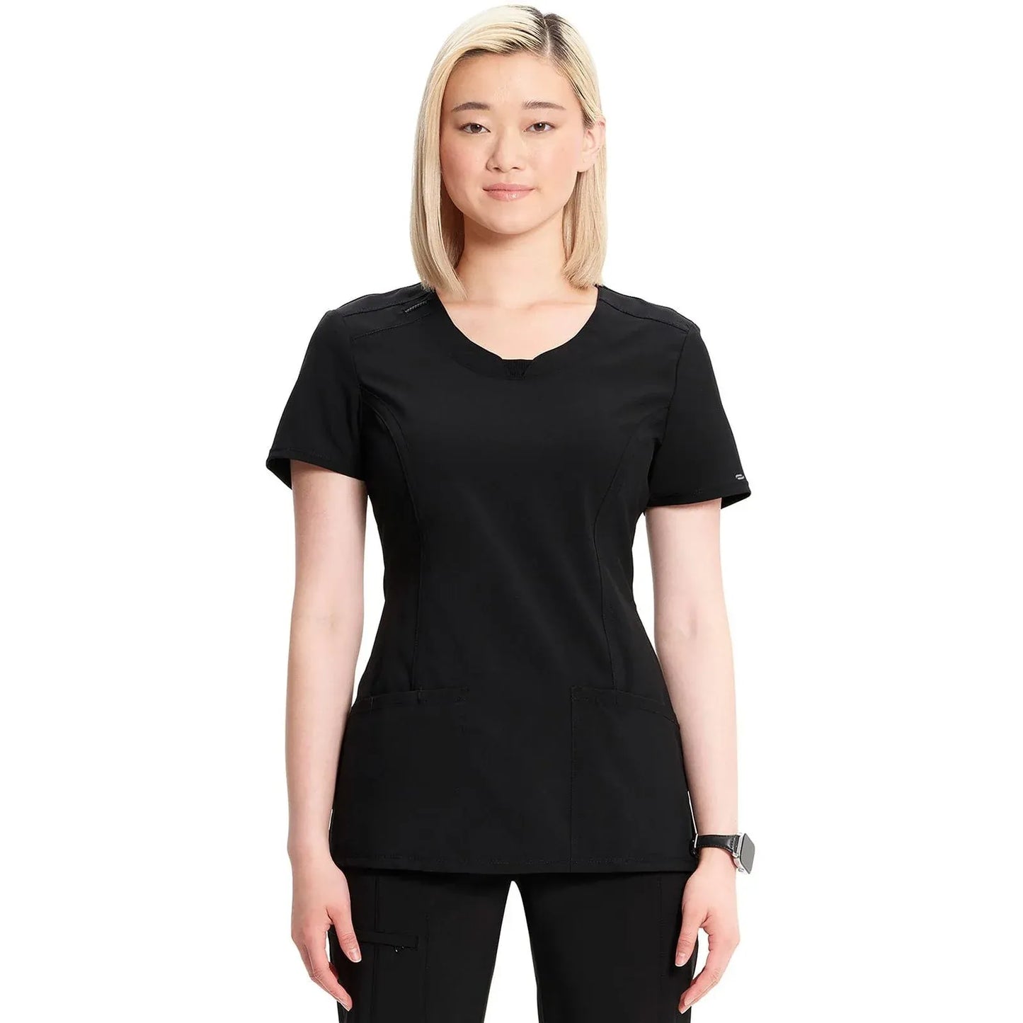 Cherokee Scrubs Top 2XL Cherokee Infinity 2624A Scrubs Top Women's Round Neck Black