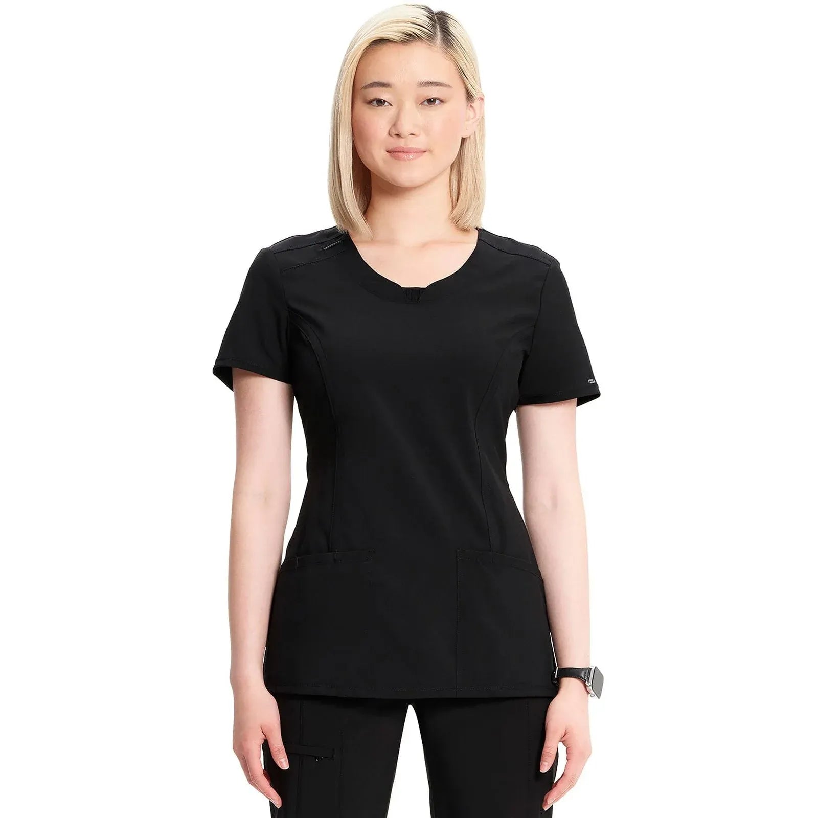 Cherokee Scrubs Top 2XL Cherokee Infinity 2624A Scrubs Top Women's Round Neck Black