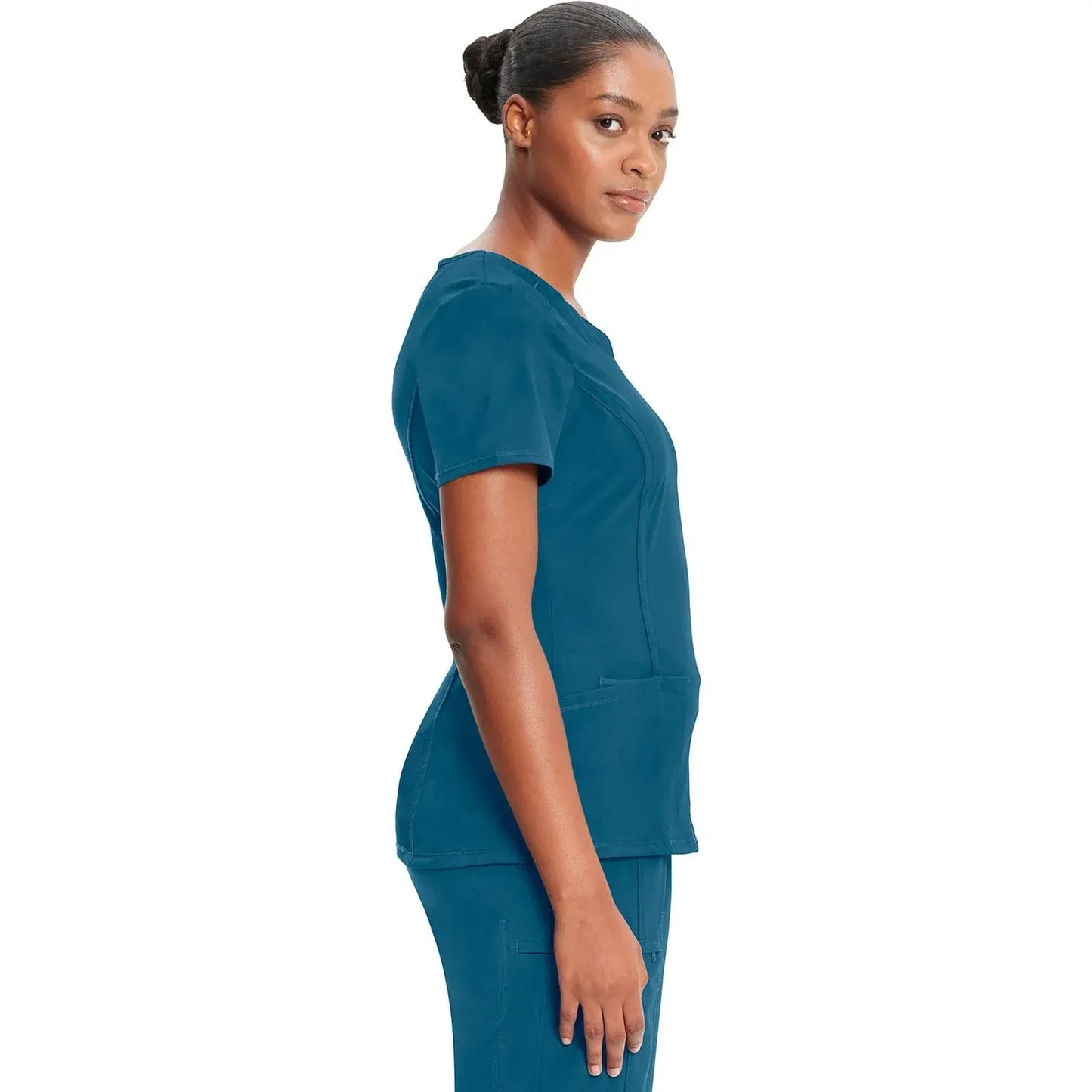 Infinity 2624A Scrubs Top Women's Round Neck Caribbean Blue