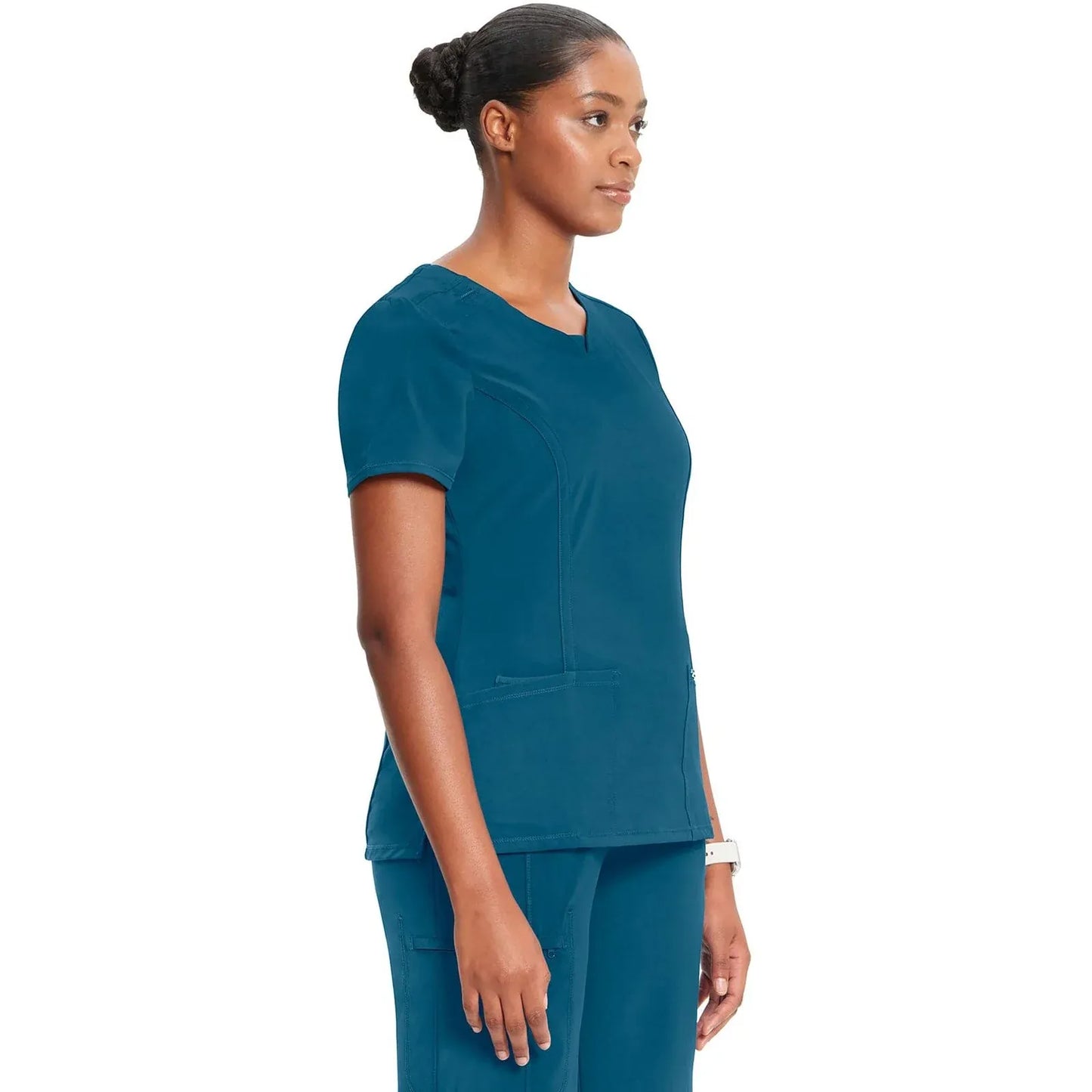 Infinity 2624A Scrubs Top Women's Round Neck Caribbean Blue
