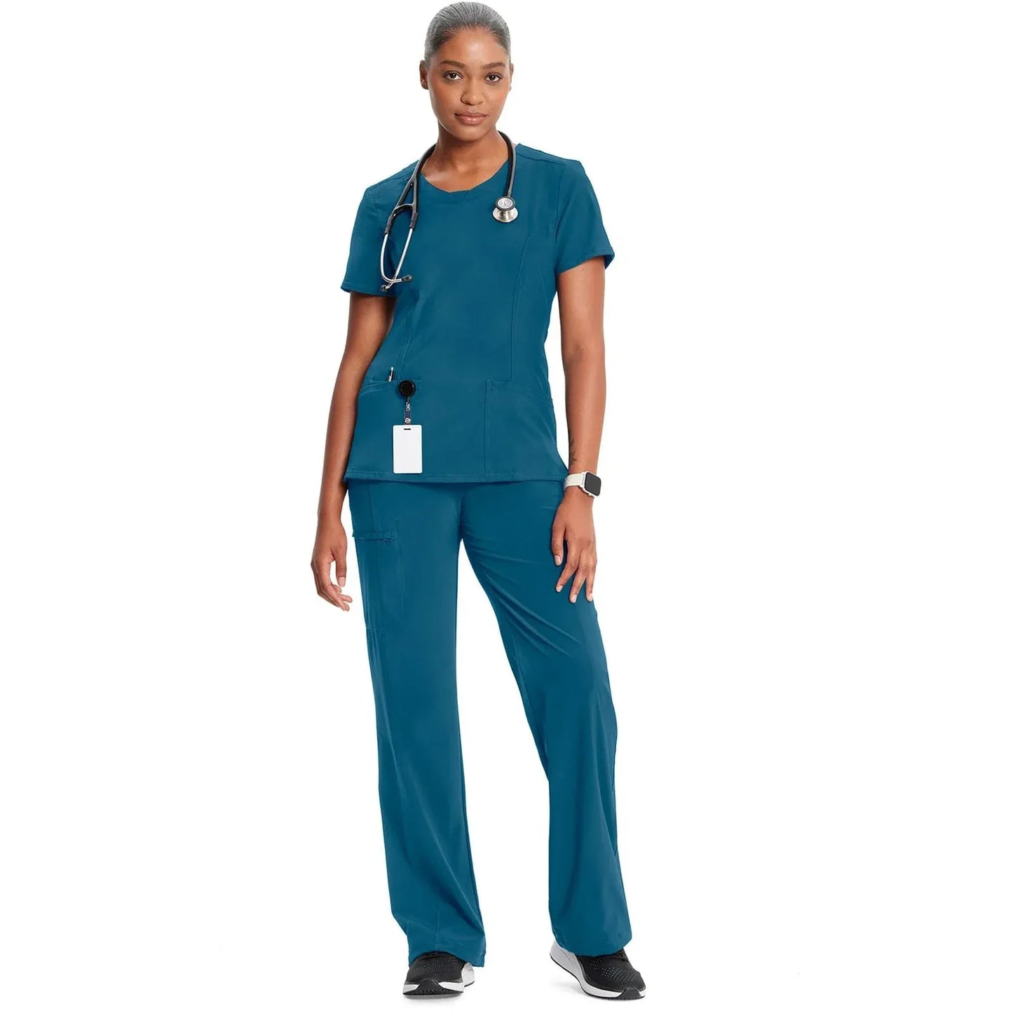 Infinity 2624A Scrubs Top Women's Round Neck Caribbean Blue