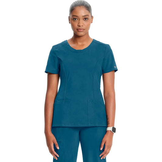 Infinity 2624A Scrubs Top Women's Round Neck Caribbean Blue