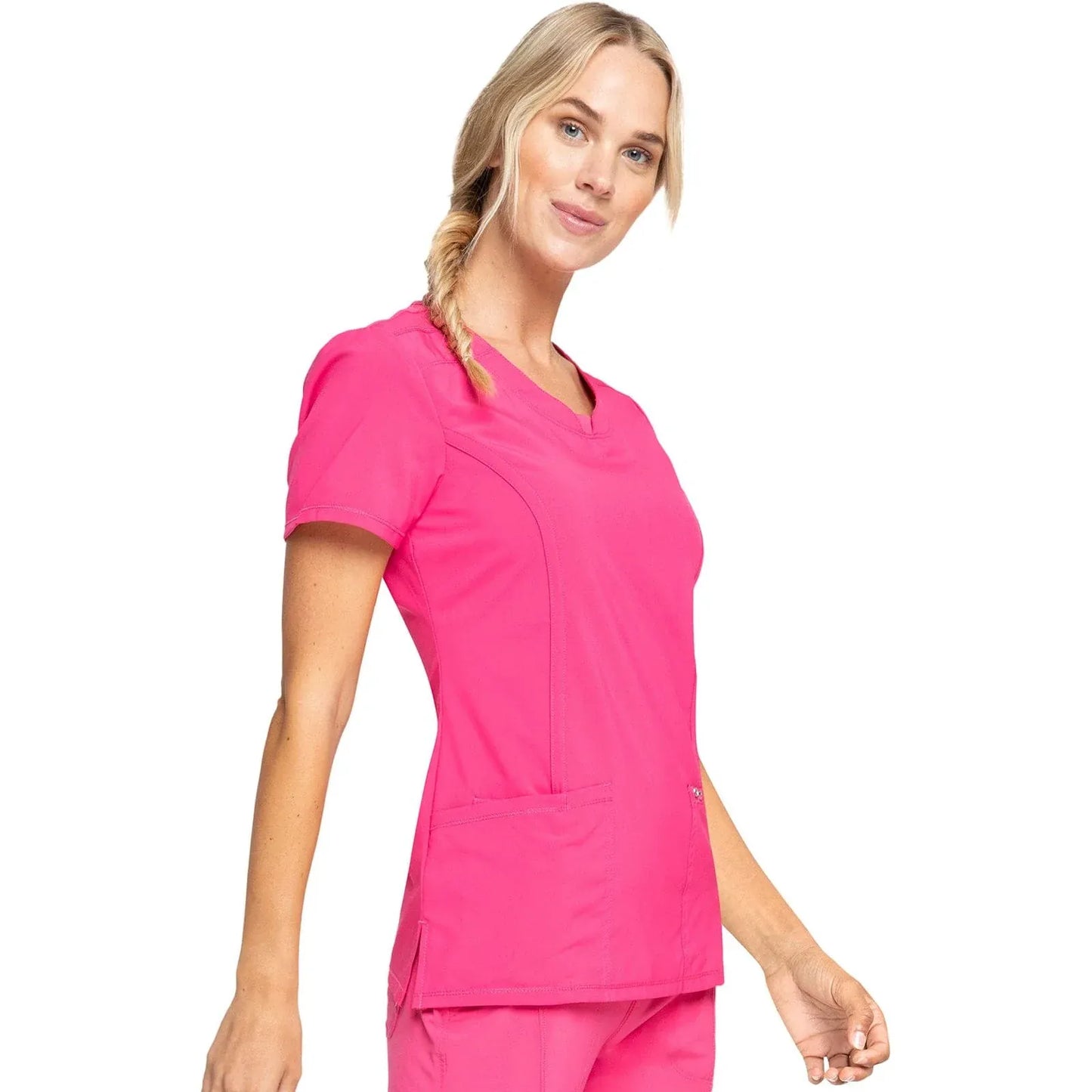 Infinity 2624A Scrubs Top Women's Round Neck Carmine Pink