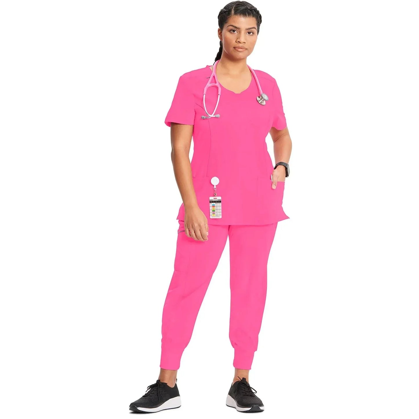 Infinity 2624A Scrubs Top Women's Round Neck Carmine Pink