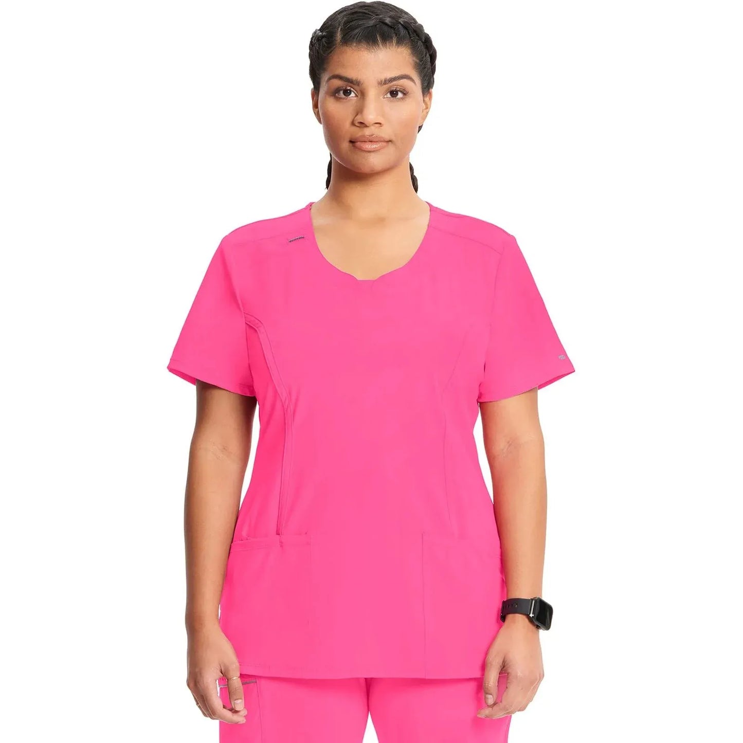 Infinity 2624A Scrubs Top Women's Round Neck Carmine Pink