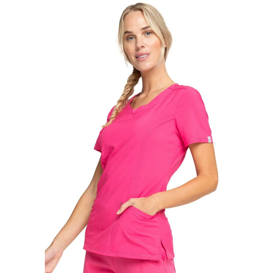 Infinity 2624A Scrubs Top Women's Round Neck Carmine Pink