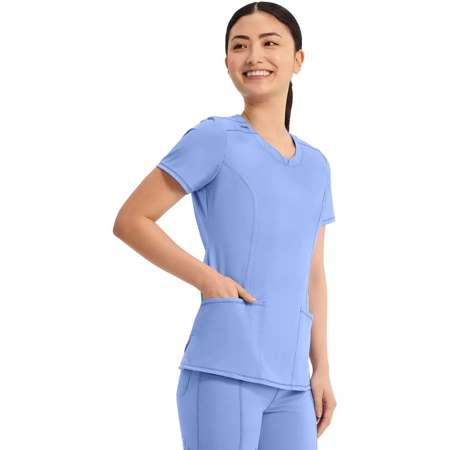 Infinity 2624A Scrubs Top Women's Round Neck Ceil Blue